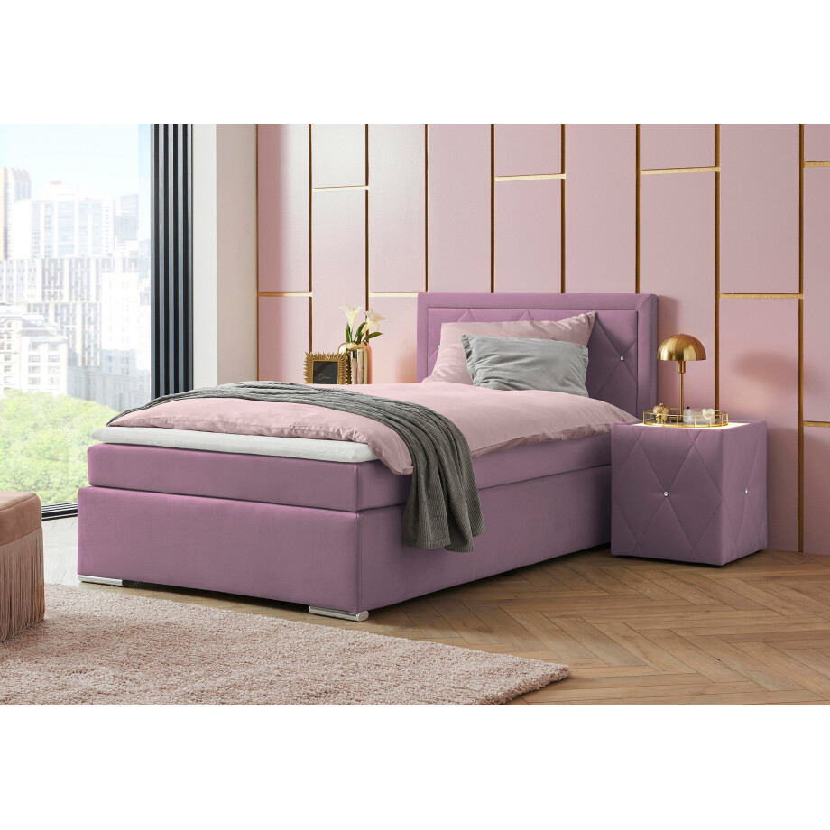 Leonique Boxspring Alfie, bestseller, optioneel met bedlade met strassteentjes in het hoofdbord, h2, h3 en h4 ter keuze afbeelding 1