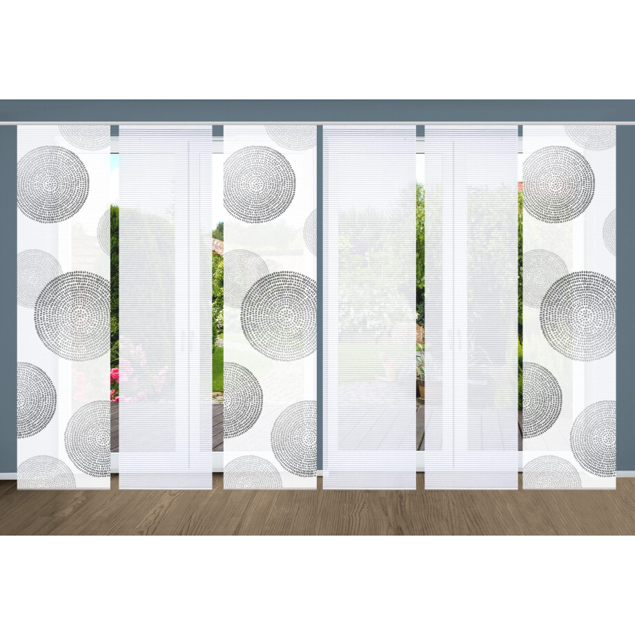 HOME in green Paneelgordijn Ginny SET DIGITALE PRINT, BAMBOELOOK GERECYCLED (6 stuks) afbeelding 1