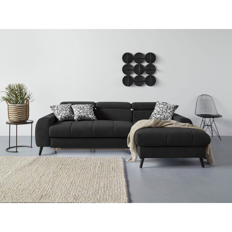 COTTA Hoekbank Mia L-Form mit 3 Zierkissen 3-delige kussenset, récamier, naar keuze met of zonder rgb-verlichting afbeelding 1