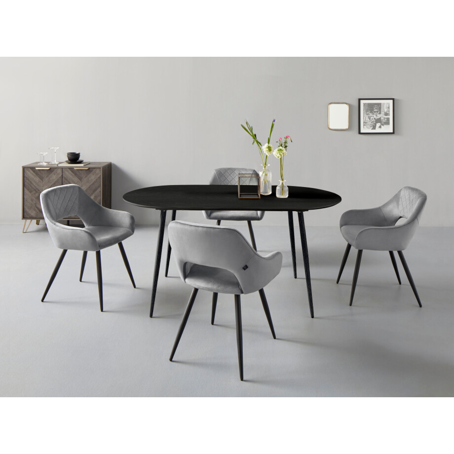 Leonique Eettafel Eadwine, Topseller! Ovale tafel, keukentafel Tafelblad van MDF, verschillende maten en kleurvarianten afbeelding 1