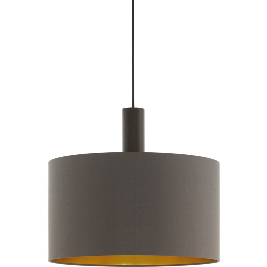 EGLO Hanglamp CONCESSA 1 Textiel hanglamp, donkerbruin, cappuccino en goud, E27, Ø 38 cm (1 stuk) afbeelding 1