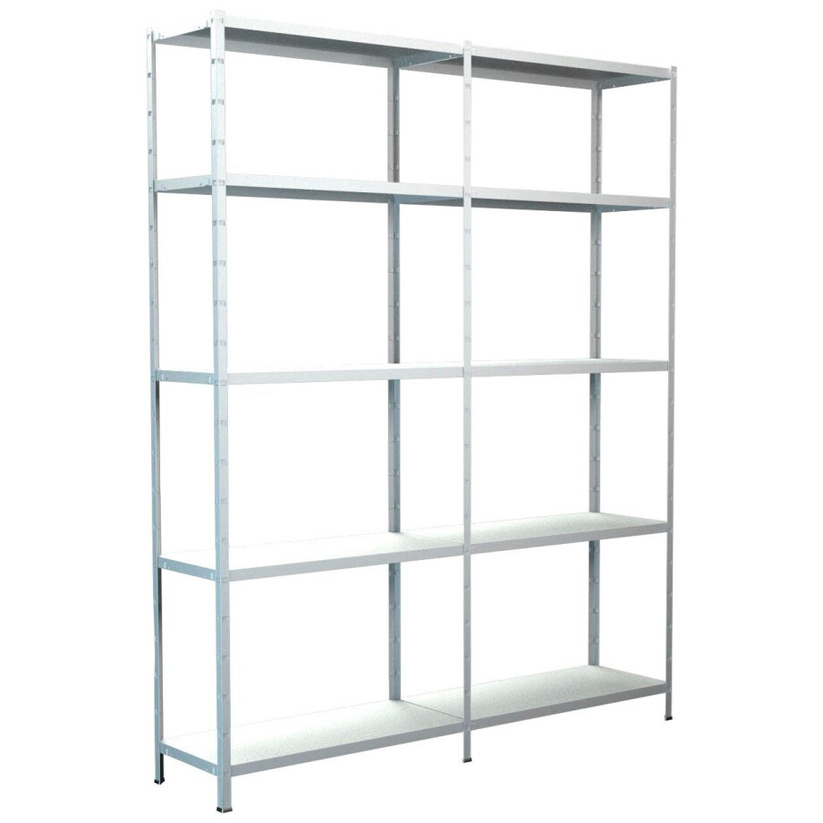 SCHULTE Regalwelt Stellingkast Montagesysteem basis- en aanbouwrek Metaal wit, 2000x1600x350 mm, 10 planken afbeelding 1