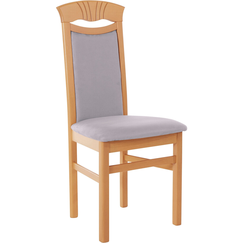 Home affaire Eetkamerstoel Franz slijtvast microvezel, onderstel beuken naturel of wit, houten stoel (set, 2 stuks) afbeelding 1