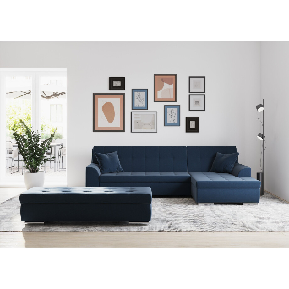 DOMO collection Hoekbank Treviso veel bekledingen, ook in cord, L-vorm, B/D/H: 267/80/83 cm optioneel met slaapbank functie, incl. sierkussens, hoogwaardig doorgestikt patroon afbeelding 1