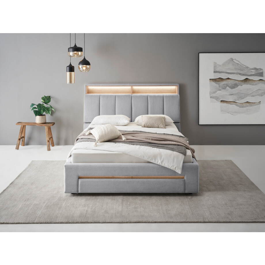 INOSIGN Gestoffeerd bed CiTY/GiRON,, gepolsterd opbergbed, met LED-verlichting Bedkisten met hondenbed of als opbergruimte, opklapbare hoofdeinden afbeelding 1
