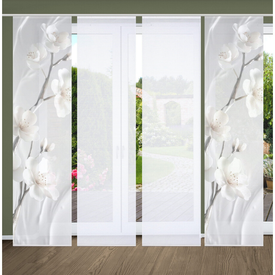 HOME in green Paneelgordijn LAIRA SET DIGITALE PRINT, BAMBOELOOK GERECYCLED (4 stuks) afbeelding 1