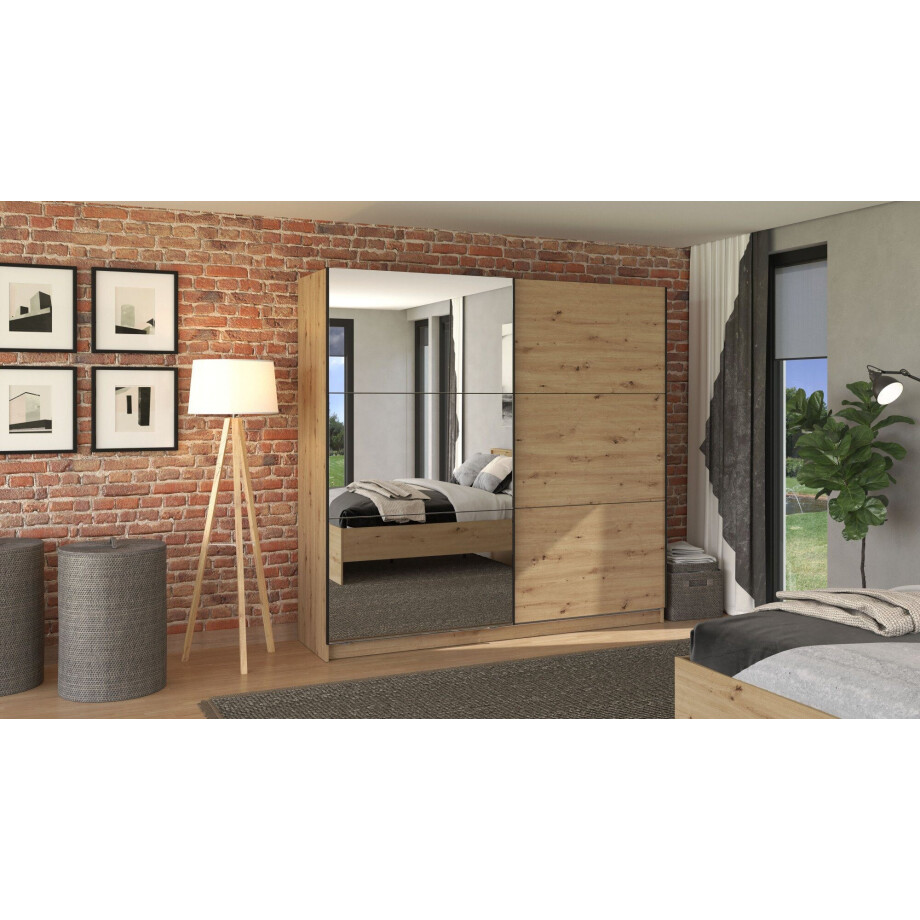 INOSIGN Zweefdeurkast Sierra kledingkast met spiegel linnenkast garderobe Topseller INCLUSIEF interne indeling, FSC-gecertificeerd, OTTOs Choice afbeelding 1