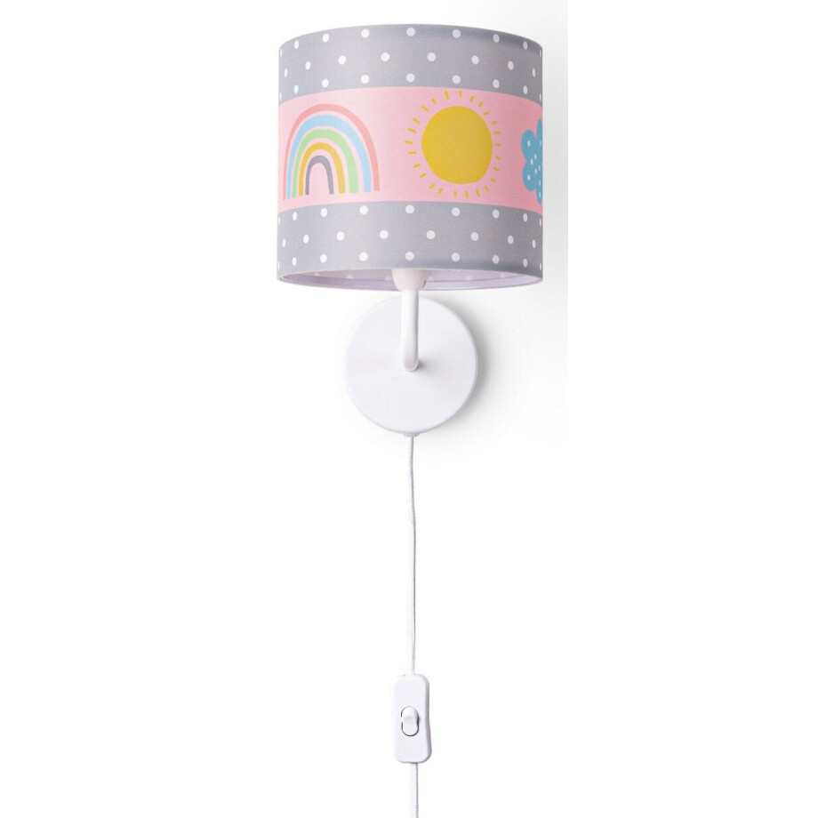 Paco Home Wandlamp Cosmo 962 Lamp kinderkamer stekker âˆ…18cm regenboog wolken zon E14 afbeelding 1