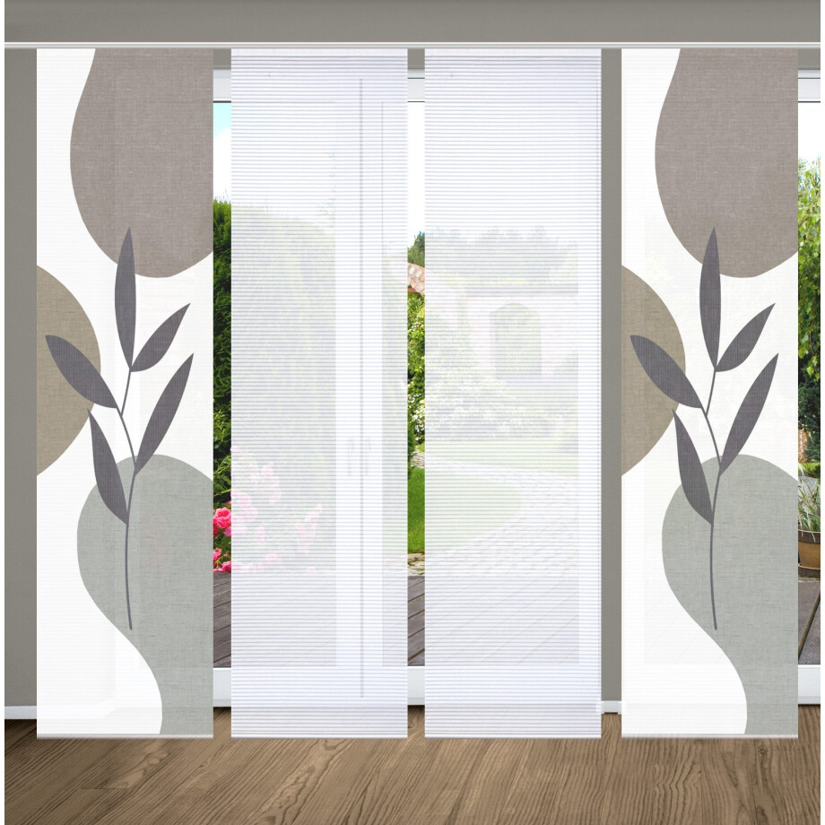 HOME in green Paneelgordijn FRONDA SET DIGITALE PRINT, BAMBOELOOK GERECYCLED (4 stuks) afbeelding 1