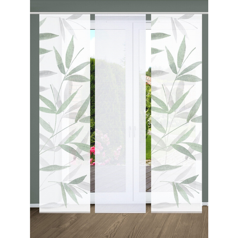 HOME in green Paneelgordijn RANDOW SET DIGITALE PRINT, BAMBOELOOK GERECYCLED (3 stuks) afbeelding 1