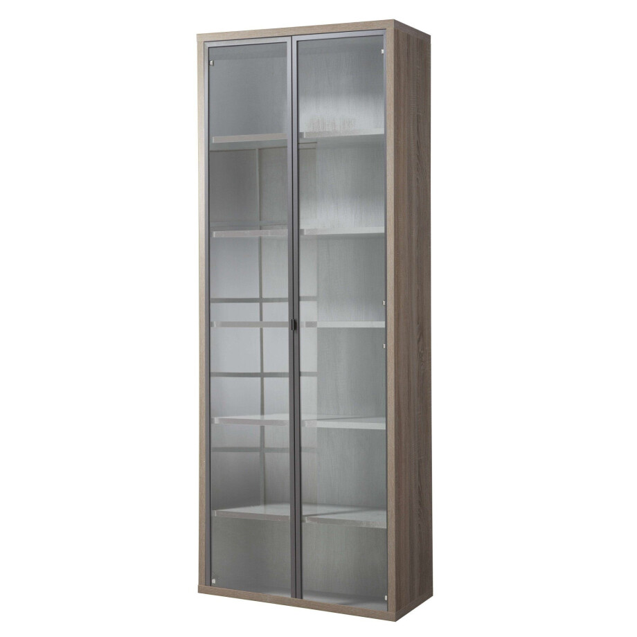 Composad Archiefkast DISEGNO, boekenkast met 2 glasdeuren, verstelbare planken, hoogte 217 cm, 100% gerecycled hout, made in italy afbeelding 1