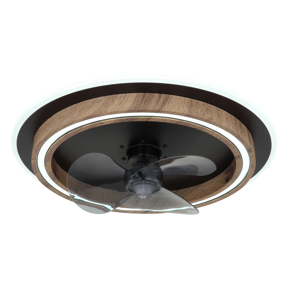 Globo Lightning Plafondlamp BOZAN Plafondventilator metaal zwart mat, LED (1 stuk) afbeelding 