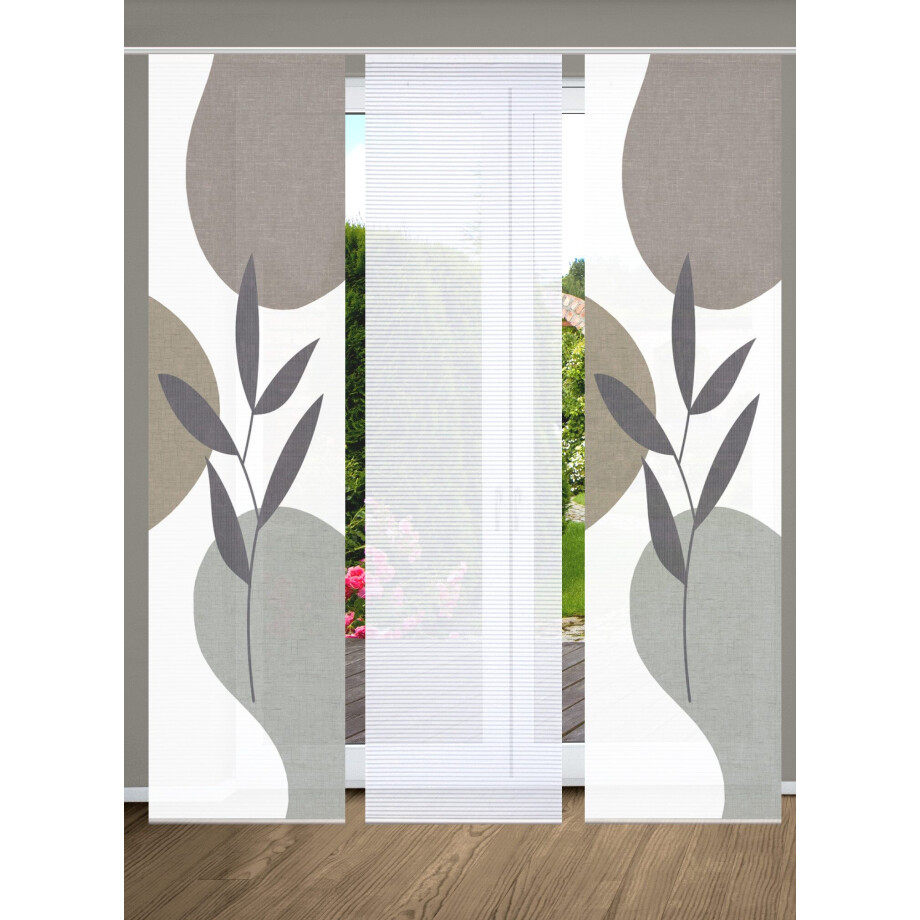 HOME in green Paneelgordijn FRONDA SET DIGITALE PRINT, BAMBOELOOK GERECYCLED (3 stuks) afbeelding 1