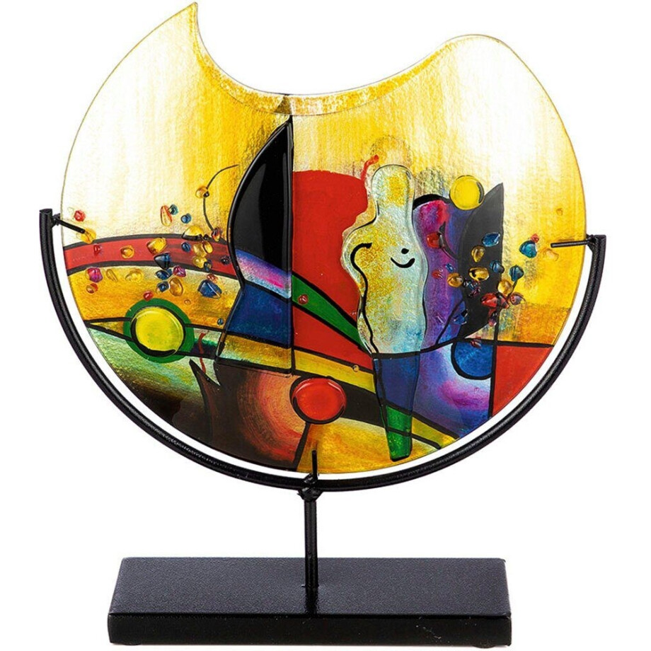 Casablanca by Gilde Tafelvaas Silhouette, decoratieve vaas van glas, met zwarte metalen voet, hoogte 38 cm (1 stuk) afbeelding 