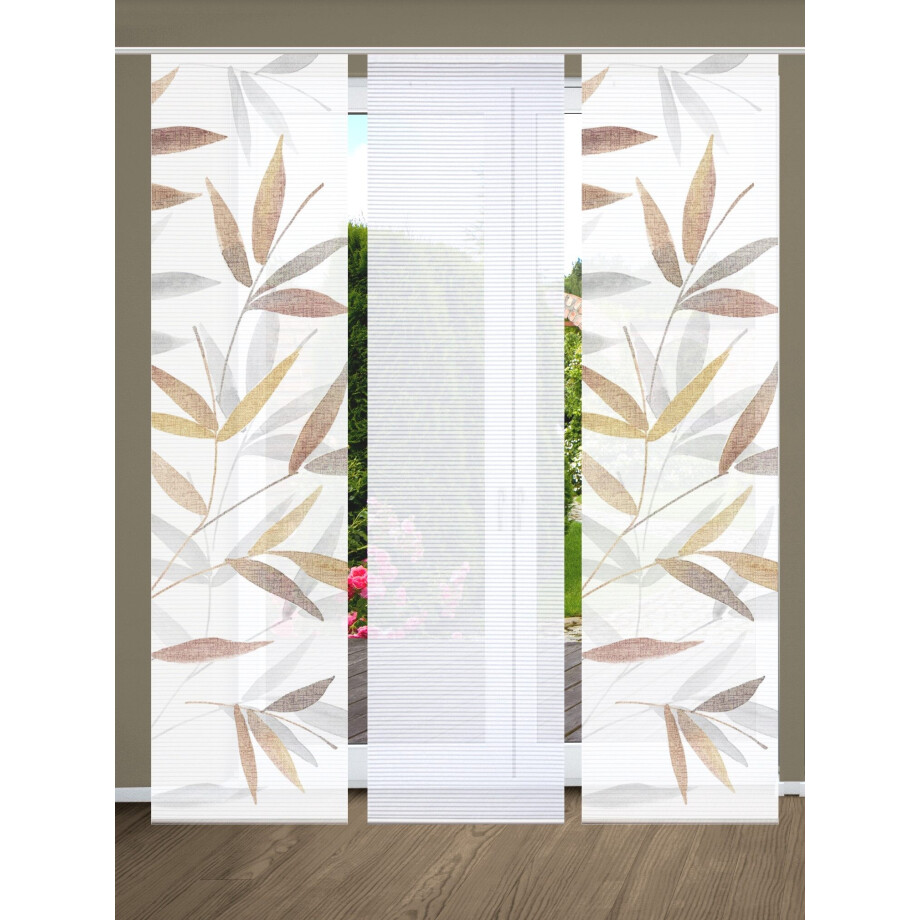 HOME in green Paneelgordijn RANDOW SET DIGITALE PRINT, BAMBOELOOK GERECYCLED (3 stuks) afbeelding 1