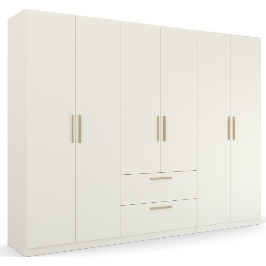 rauch Kledingkast Skandi by Quadra Spin Slaapkamerkast in landelijke stijl met massief houten grepen van wildeiken, met laden afbeelding 1