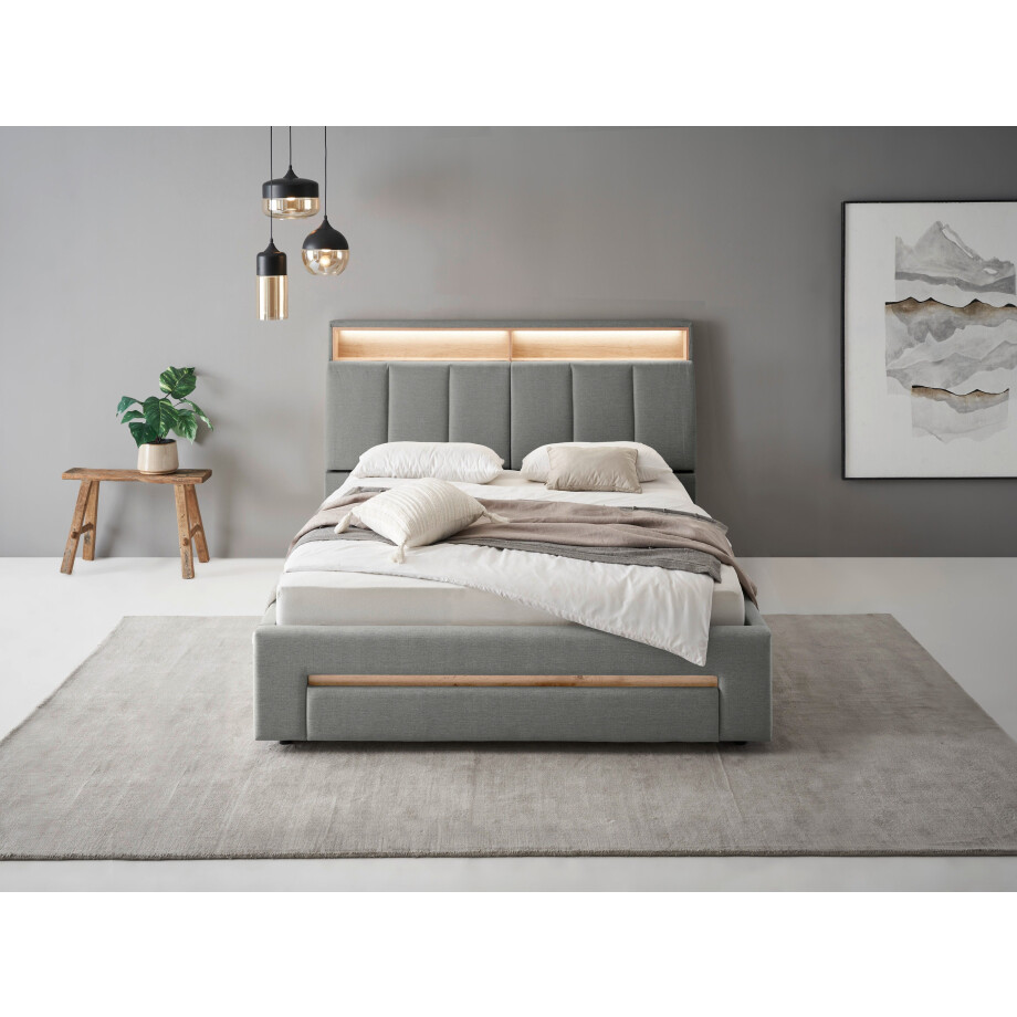 INOSIGN Gestoffeerd bed CiTY/GiRON,, gepolsterd opbergbed, met LED-verlichting Bedkisten met hondenbed of als opbergruimte, opklapbare hoofdeinden afbeelding 1