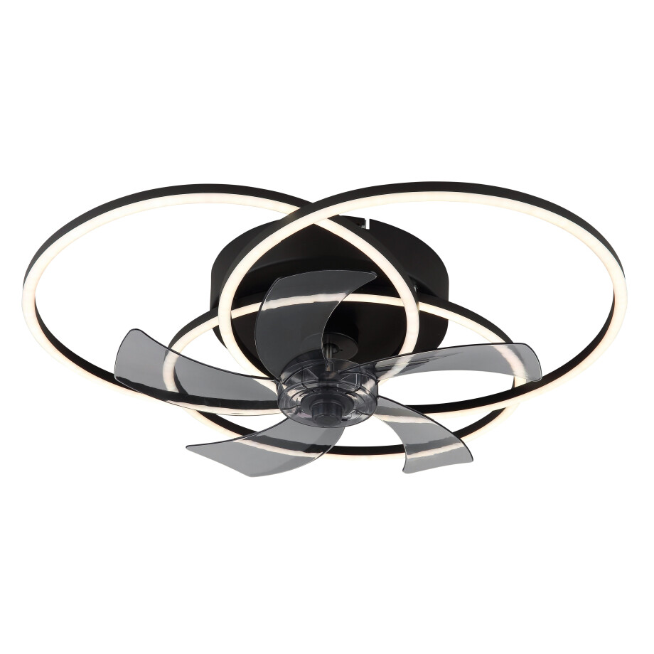 Globo Lightning Plafondlamp Alia Plafondventilator metaal zwart mat, LED (1 stuk) afbeelding 