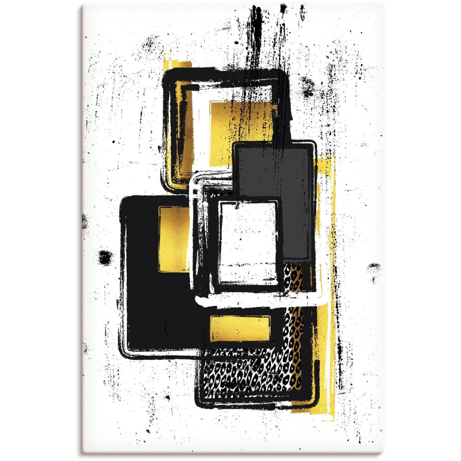 Artland Artprint Abstracte ruiten - Abstracte schilderkunst Nr. 3 goud als artprint op linnen, poster, muursticker in verschillende maten afbeelding 1