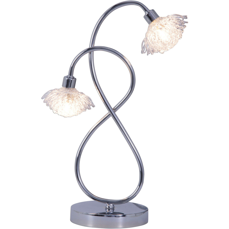 näve Led-tafellamp Flower heldere bloemvormige kappen, 2-armig, g9 led lichtbronnen, chroomkleurig (1 stuk) afbeelding 1