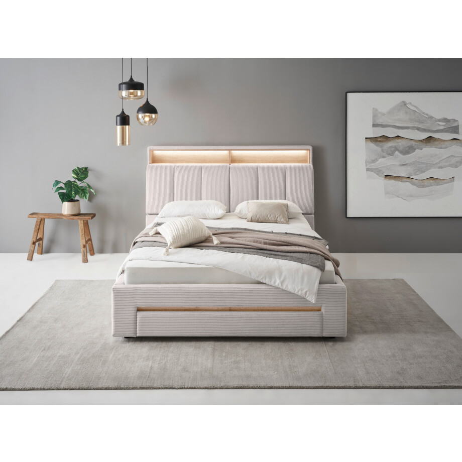 INOSIGN Gestoffeerd bed CiTY/GiRON,, gepolsterd opbergbed, met LED-verlichting Bedkisten met hondenbed of als opbergruimte, opklapbare hoofdeinden afbeelding 1