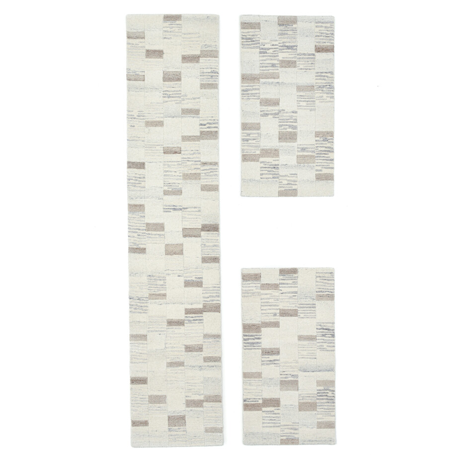 THEKO Set slaapkamerkleedjes Royal Naturel 5040 Bedmat, loper-set, 100% wol, handgetuft afbeelding 1