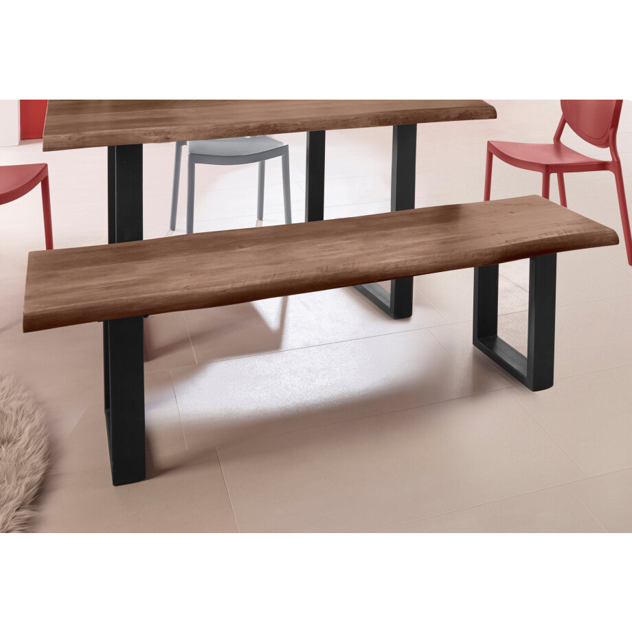 INOSIGN Zitbank Selina met mooi metalen frame en van folie voorziene hout-look op het zitoppervlak afbeelding 1