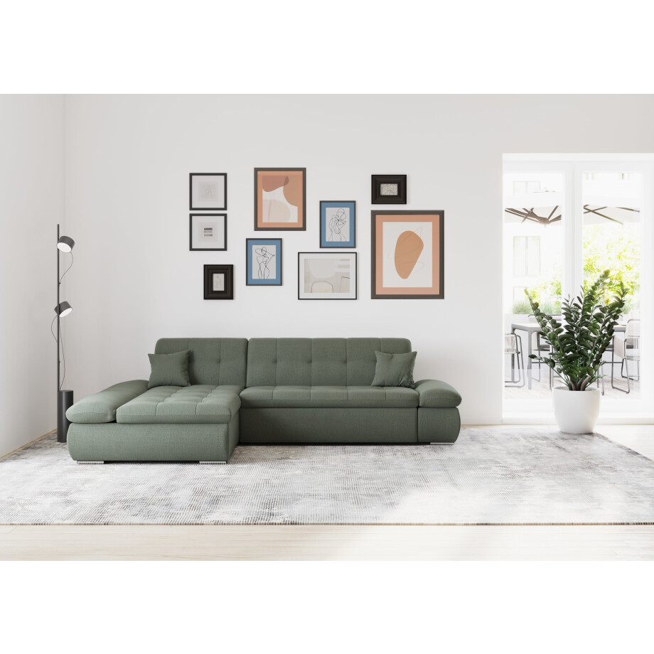 DOMO collection Hoekbank Moric bxdxh 300x172x80 cm, ook in cord, L-model XXL-formaat, optioneel ook met slaapbank functie en verstelling armleuning, afbeelding 1