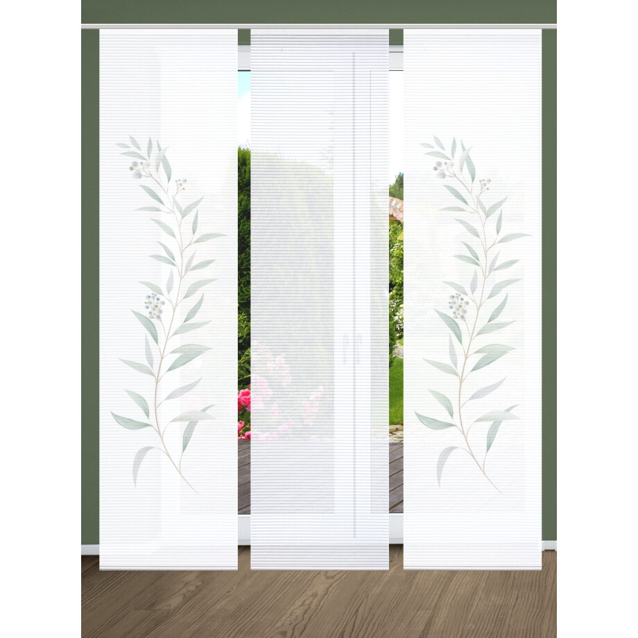 HOME in green Paneelgordijn CELSO SET DIGITALE PRINT, BAMBOELOOK GERECYCLED (3 stuks) afbeelding 1