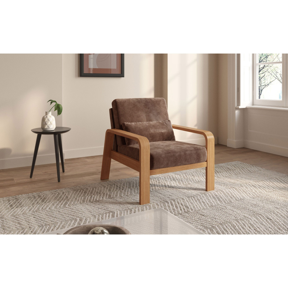 sit&more Fauteuil Kolding Armleuningen van eikenkleurig beukenhout, verschillende bekledingen en kleuren afbeelding 1