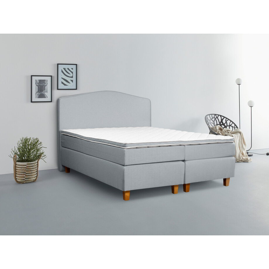 INOSIGN Boxspring Jalma Poten van massief berkenhout, incl. topmatras afbeelding 1