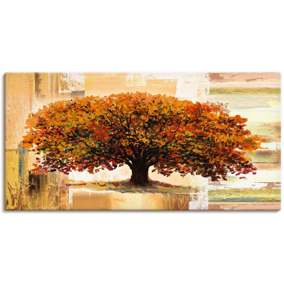 Artland Artprint Herfstboom op abstracte achtergrond als artprint van aluminium, artprint voor buiten, artprint op linnen, poster in verschillende maten. maten afbeelding 1