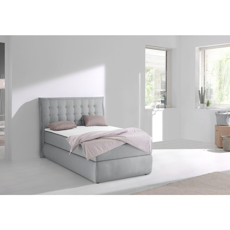 INOSIGN Boxspring Sagres Hoofdbord met 2-kleurige zachte bies en tweekleurige knopen afbeelding 1