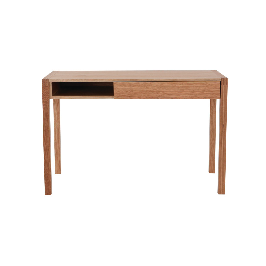 Woodman Bureau New met open rek en lade, houtfineer van eiken afbeelding 1