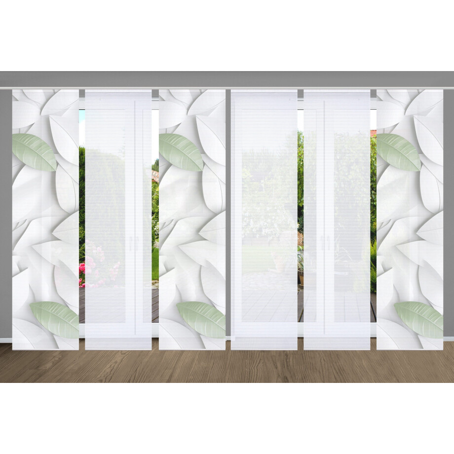 HOME in green Paneelgordijn Lison SET DIGITALE PRINT, BAMBOELOOK GERECYCLED (6 stuks) afbeelding 1