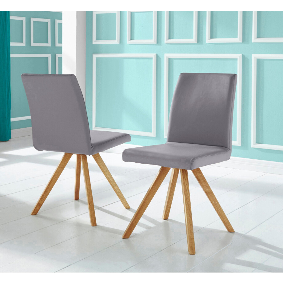 Home affaire Kuipstoel Rio Bekleding van imitatieleer of structuurstof en het frame is geolied eiken (2 stuks) afbeelding 1