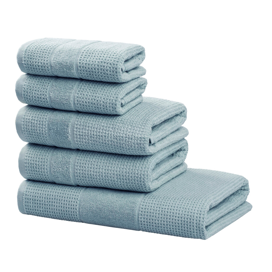 my home Handdoekenset Kimi 100% katoen, effen, zacht, met bies, bijzondere structuur (set, 5-delig) afbeelding 1