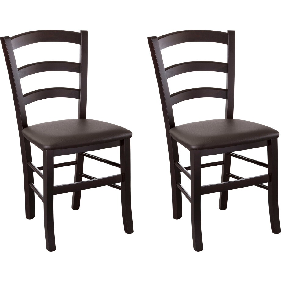 Home affaire Eetkamerstoel Super Paesana Massief beukenhout overtrokken met kunstleer (set, 2 stuks) afbeelding 1