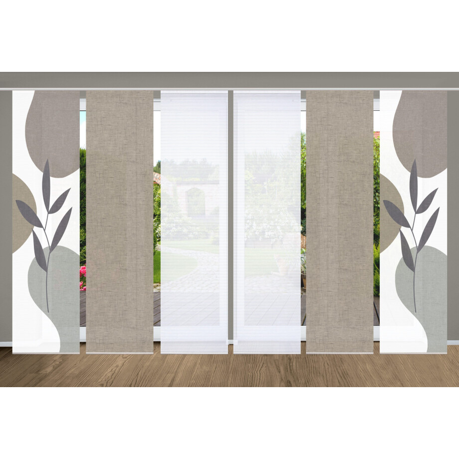 HOME in green Paneelgordijn FRONDA SET DIGITALE PRINT, BAMBOELOOK GERECYCLED (6 stuks) afbeelding 1