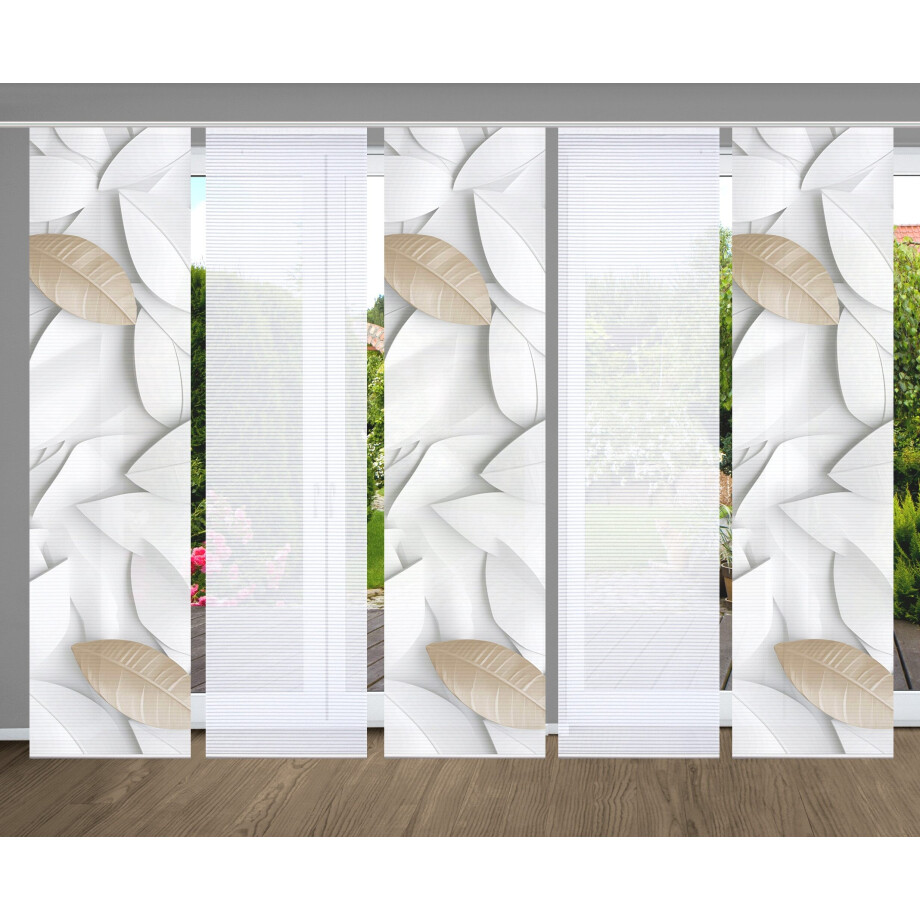 HOME in green Paneelgordijn Lison SET DIGITALE PRINT, BAMBOELOOK GERECYCLED (5 stuks) afbeelding 1