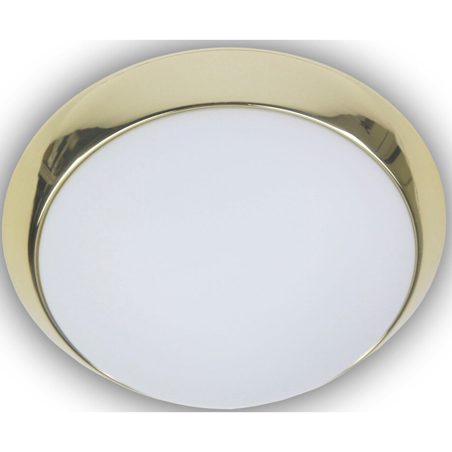 niermann Plafondlamp Opal mat, decoratieve ring gepolijst messing, HF-sensor, LED (1 stuk) afbeelding 1