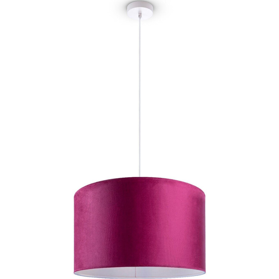 Paco Home Hanglamp Hugo uni Color Woonkamer lampenkap van velours uni-kleuren decoratie E27 kabel 1,5m afbeelding 1