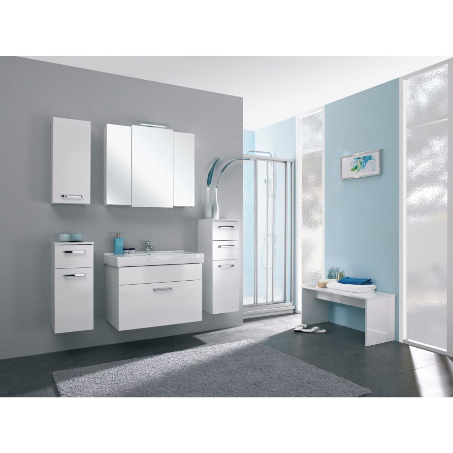 Saphir Badmeubelset Quickset 312 5-delig, keramieken wastafelonderkast en led-spiegelkast (set, 5 stuks) afbeelding 1