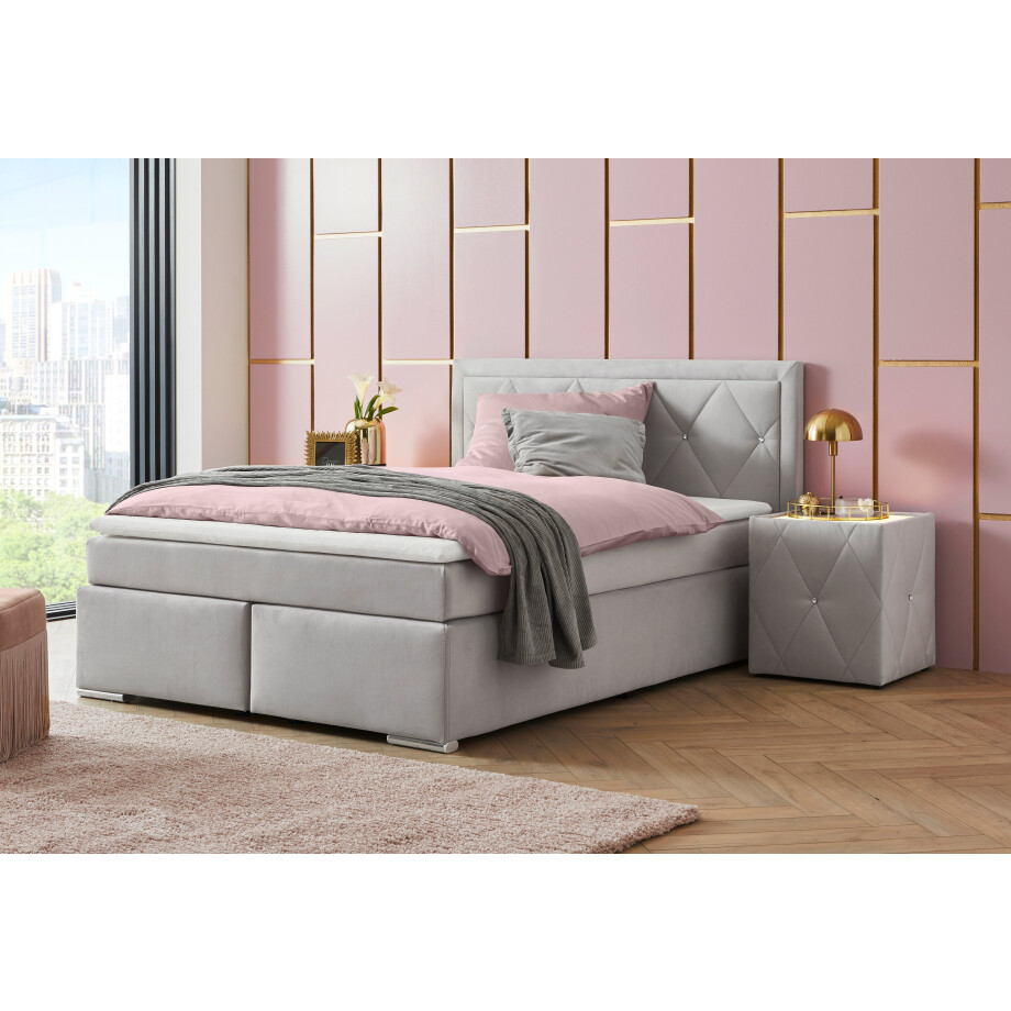 Leonique Boxspring Alfie, bestseller, optioneel met bedlade met strassteentjes in het hoofdbord, h2, h3 en h4 ter keuze afbeelding 1