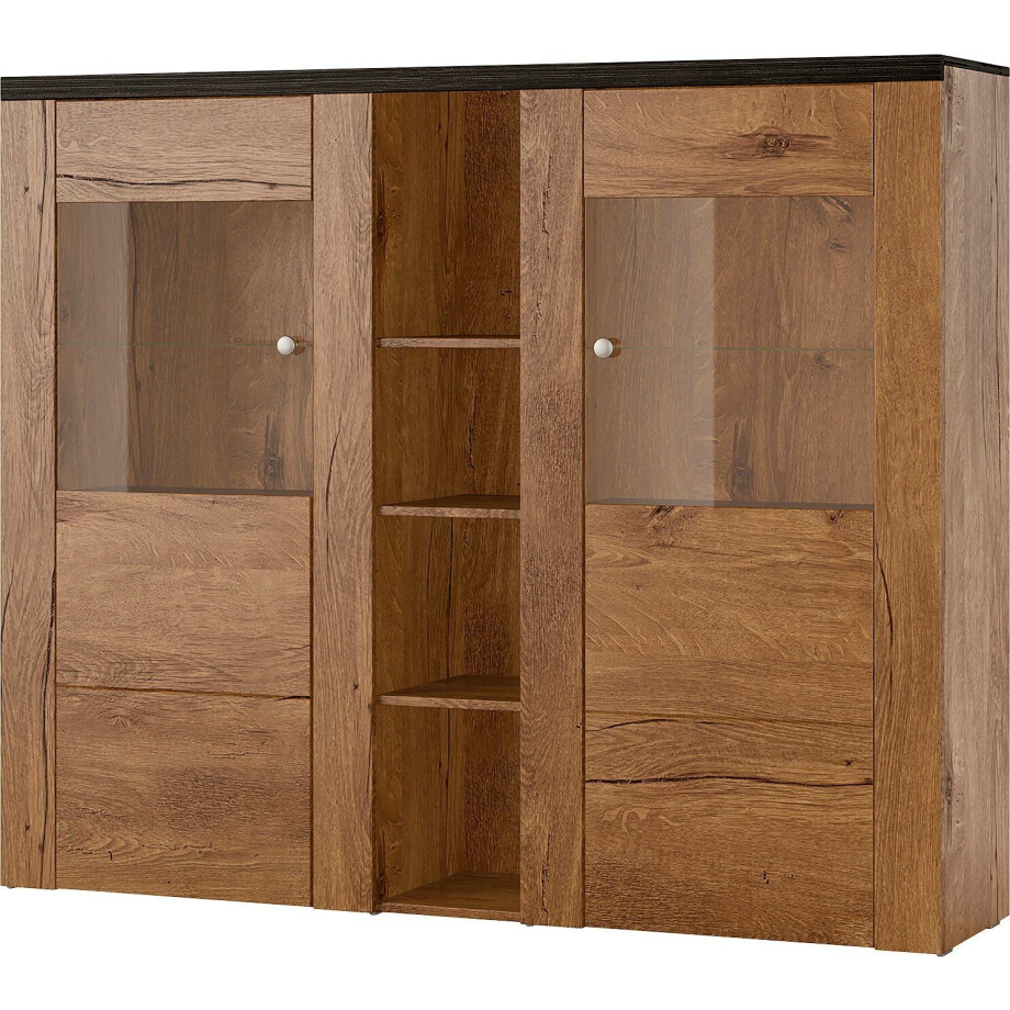 Home affaire Highboard Larona Buffet met decoratieve lijstlook, deuren met glaselement afbeelding 1