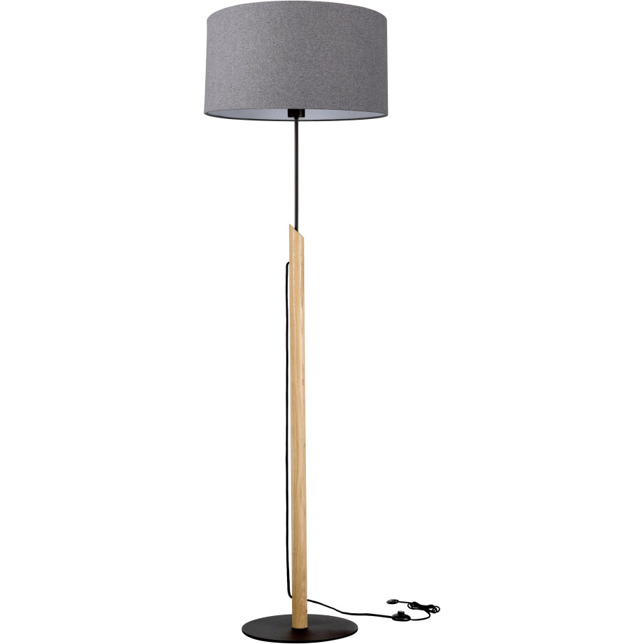 andas Staande lamp GJOVIK Voet van deze staande lamp van chic eikenhout, hoogwaardige textielen kap afbeelding 1