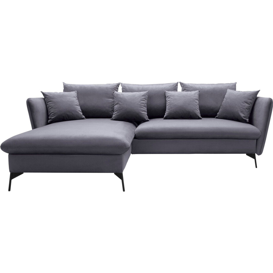 andas Hoekbank LIVORNO,258 cm, L-model, Slaapfunctie en bedlade (139/224 cm), fluweel, structuur, geweven stof afbeelding 1