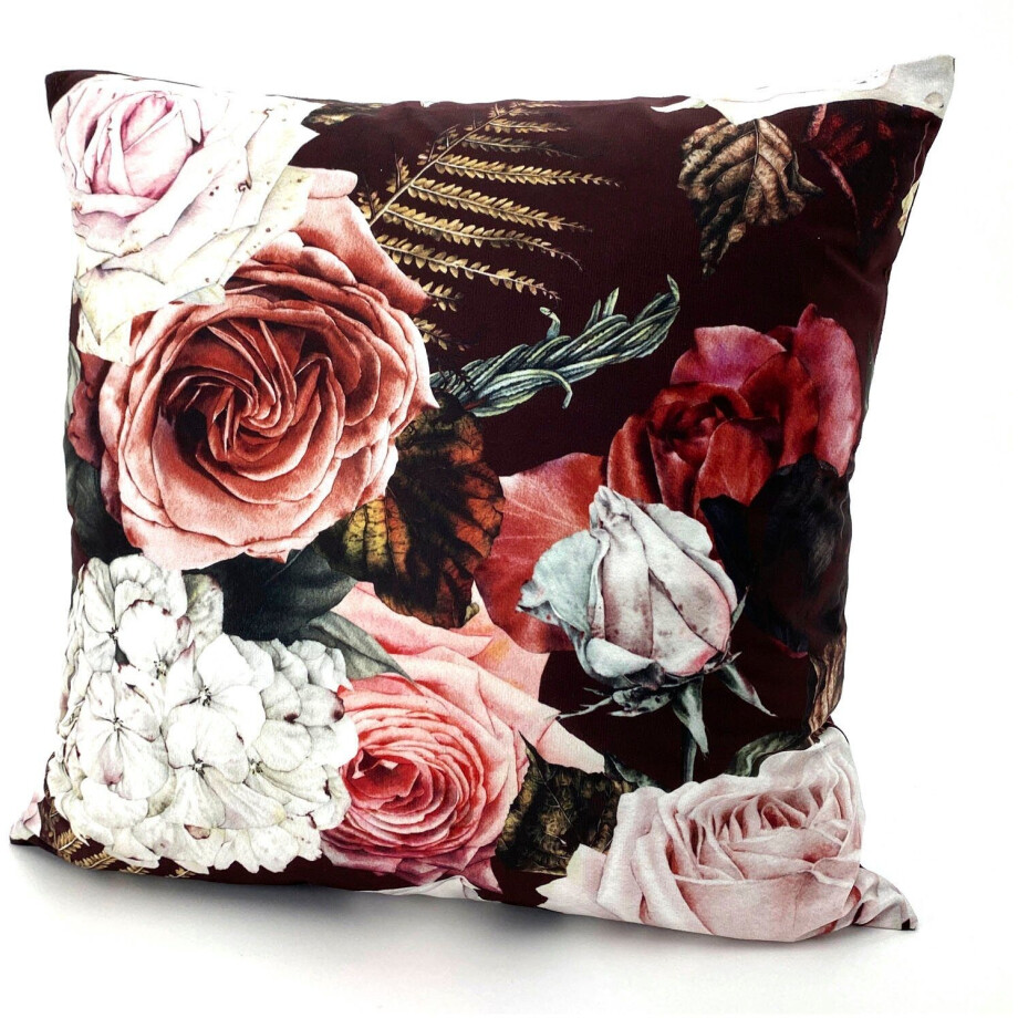 Weckbrodt Sierkussen Rosen Fluweel-uiterlijk, velours, bedrukt, bloemen, kussensloop zonder vulling (1 stuk) afbeelding 1