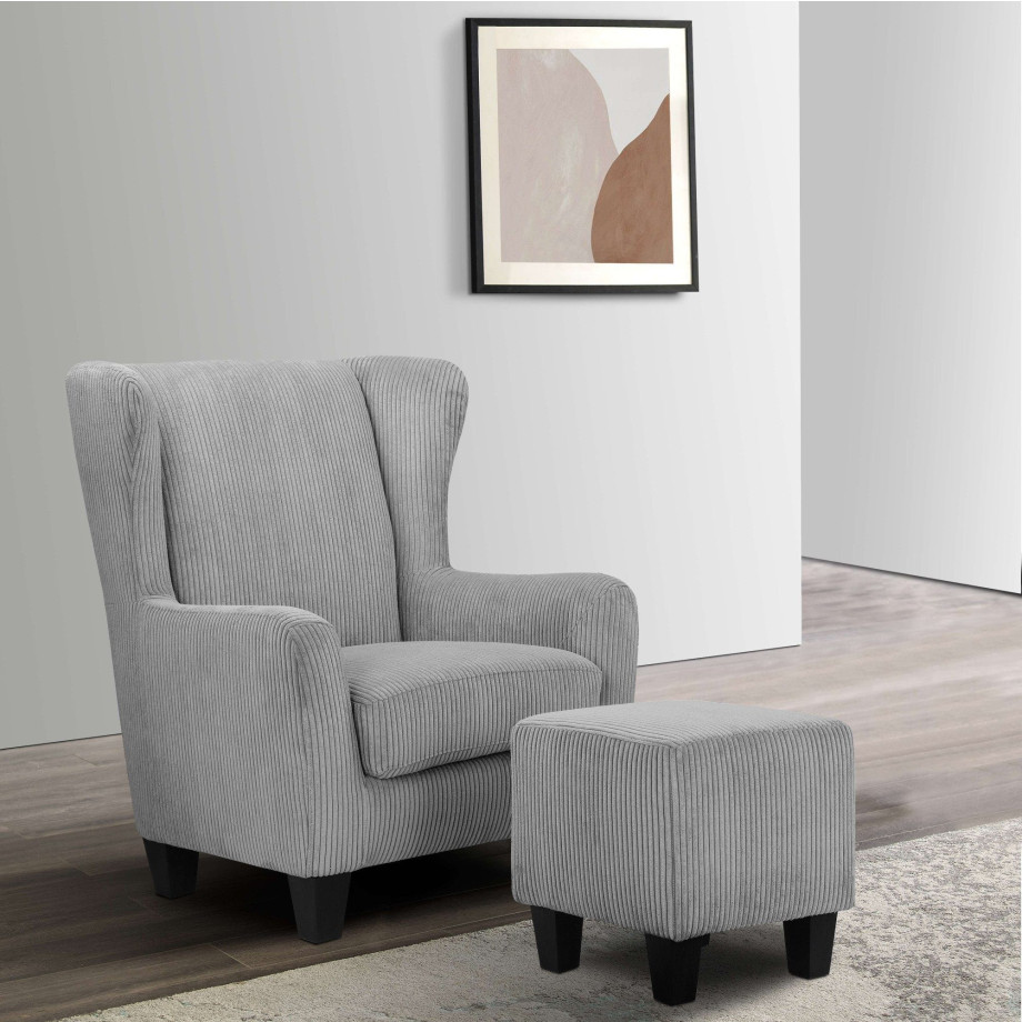 Home affaire Oorfauteuil Chilly in cord en microvezel bekleding, onze permanente lage prijs (set, 2 stuks) afbeelding 1