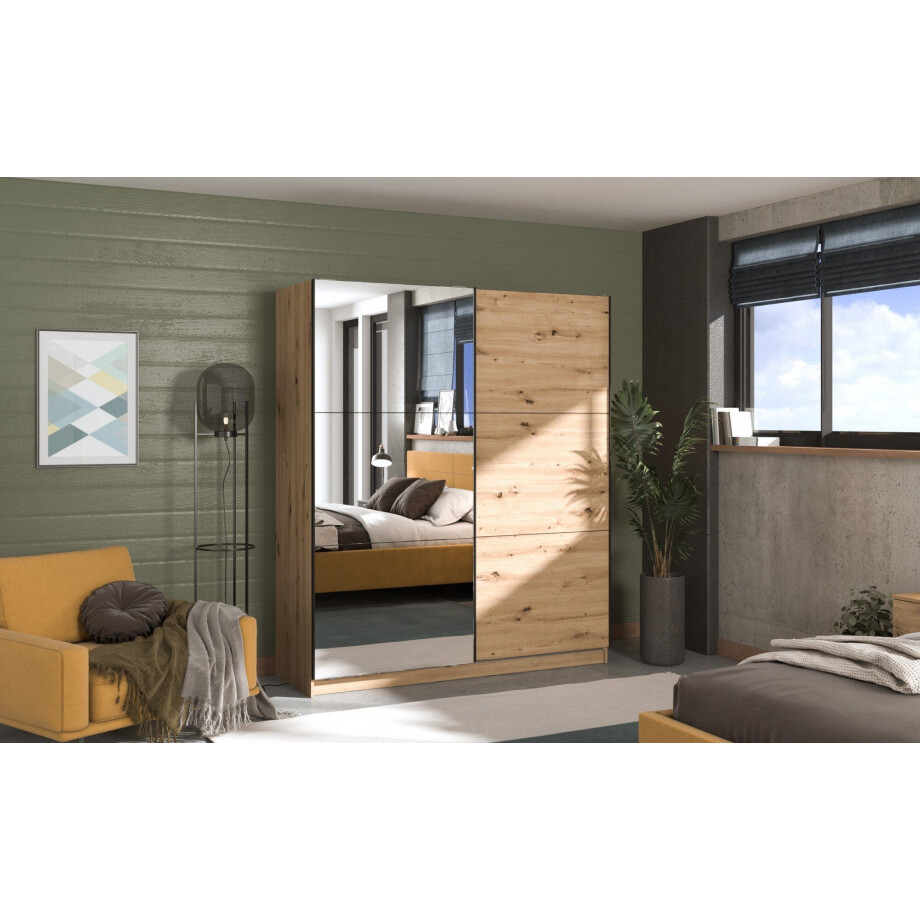 INOSIGN Zweefdeurkast Sierra kledingkast met spiegel linnenkast garderobe Topseller INCLUSIEF interne indeling, FSC-gecertificeerd, OTTOs Choice afbeelding 1